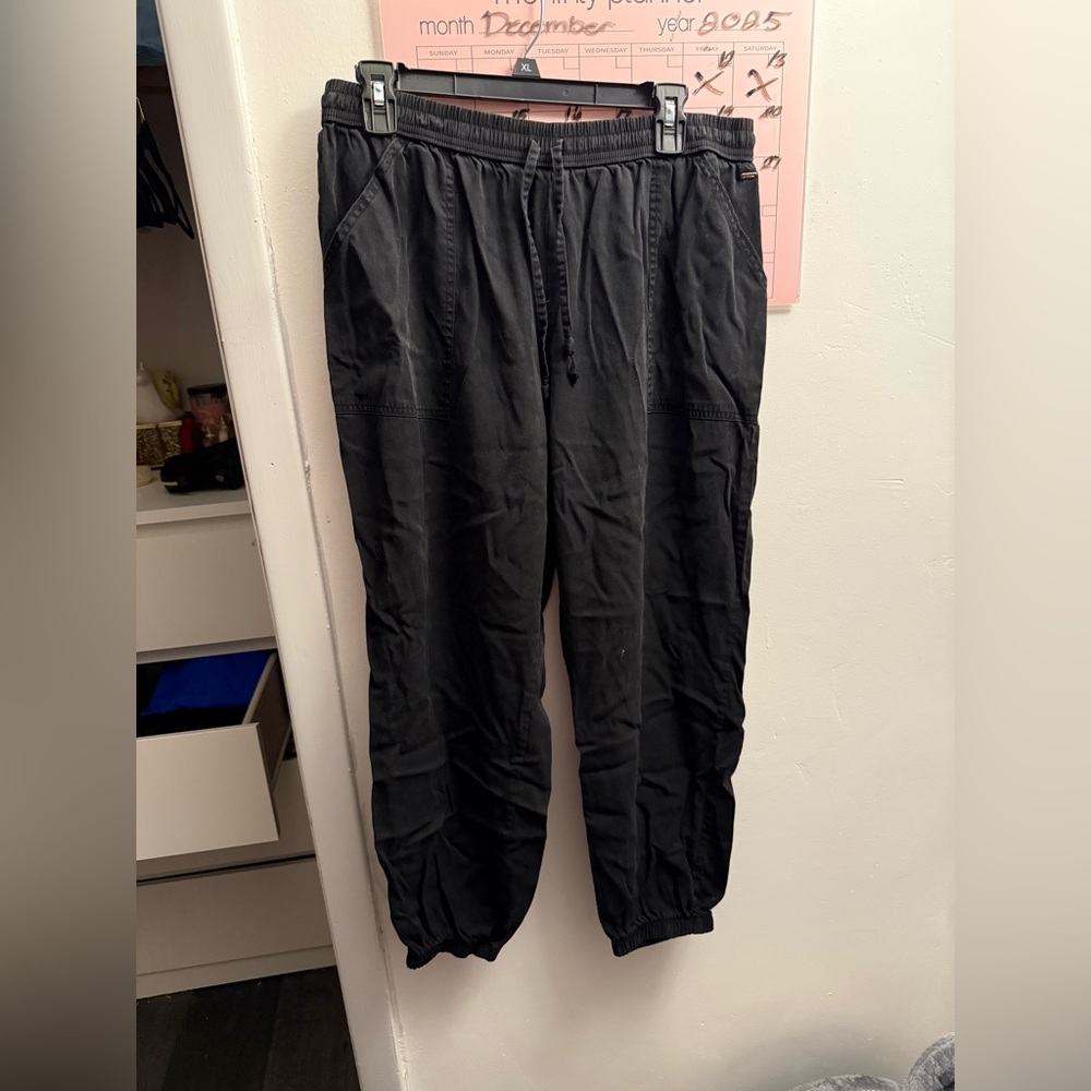 PINK Black Joggers With Pockets